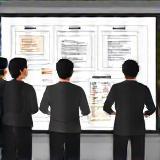Illustration of a team reviewing work together