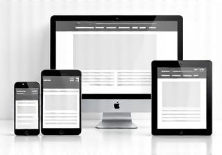 Responsive website layout displayed on multiple devices